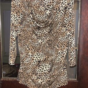Valerie Stevens Brown and Black Leopard Print Cowl Neck blouse